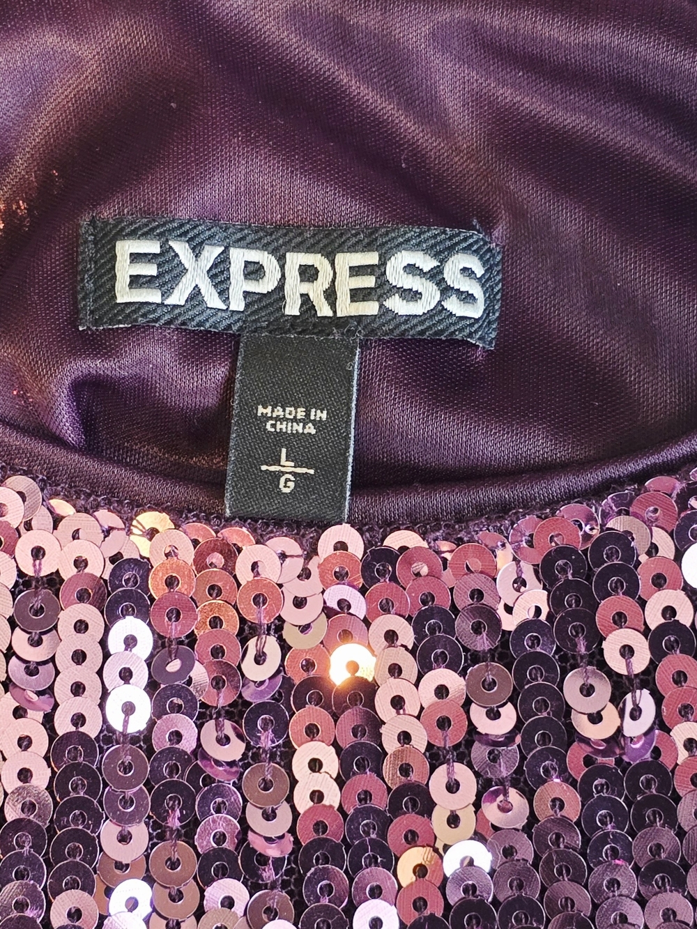 Express Purple and Pink Sequin Party Tank Sz L - Picture 3 of 4